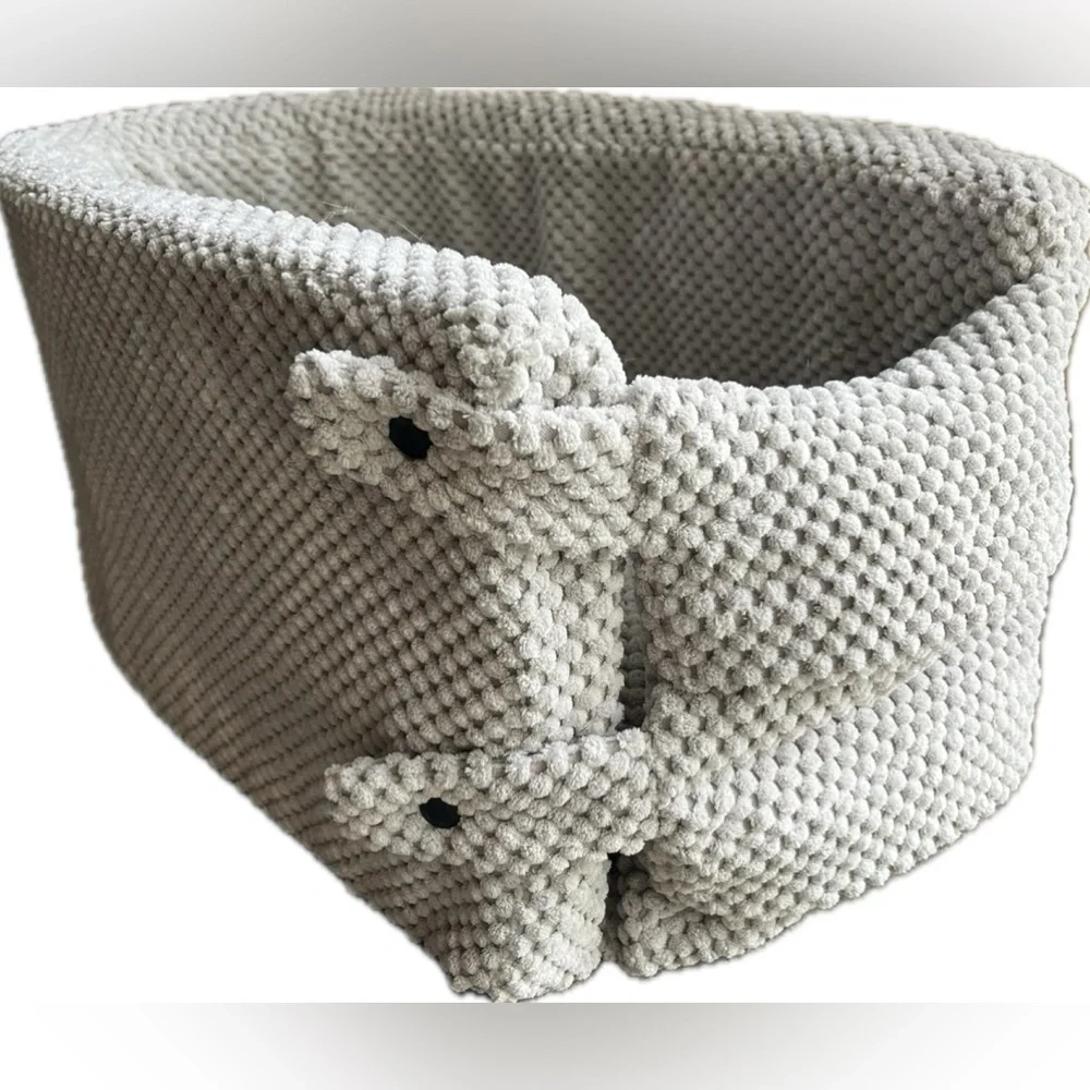 Grey pet car seat for middle counsel